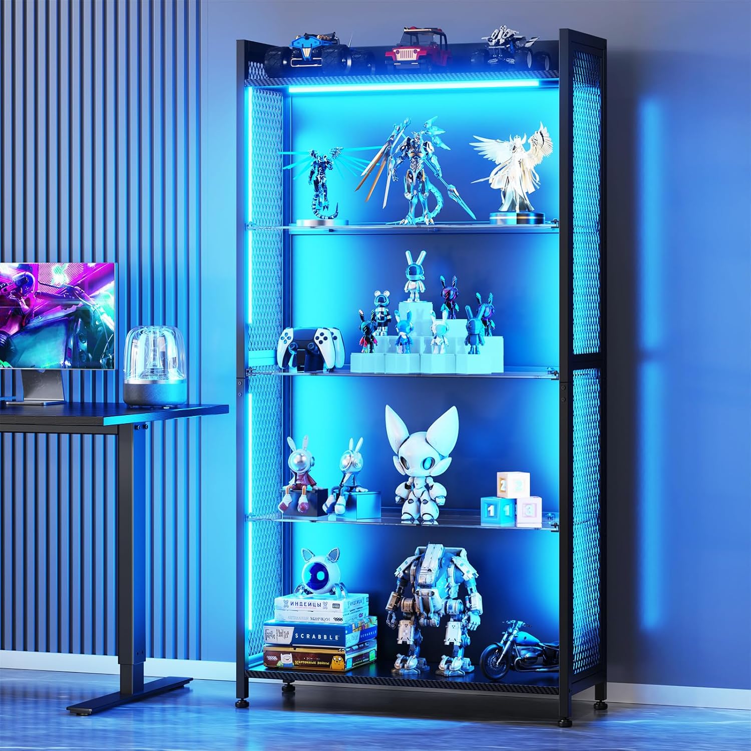 Collectible Collection - LED Display Case with Glass Shelves,