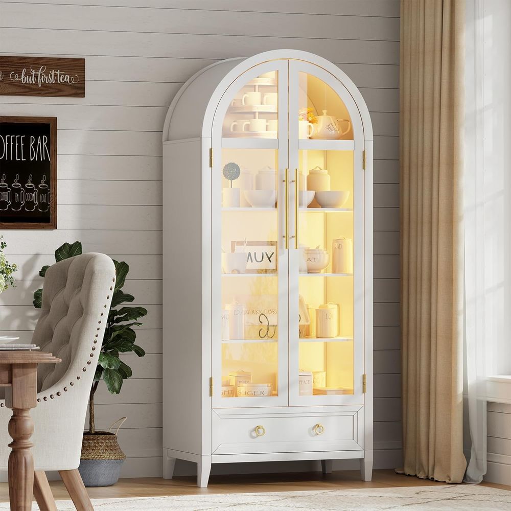 Collectible Collection - 4-Tier Glass Display Cabinet, 73 LED-Lit