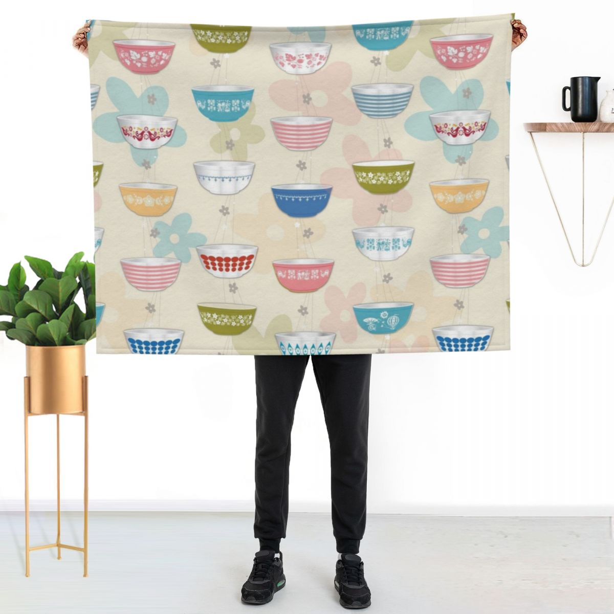 Vintage Collectible Pyrex - Vintage Pyrex Bowls Collection Throw Blanket