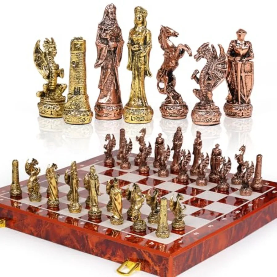 Vintage Collectible Board Games - Vintage figurine metal chess set for
