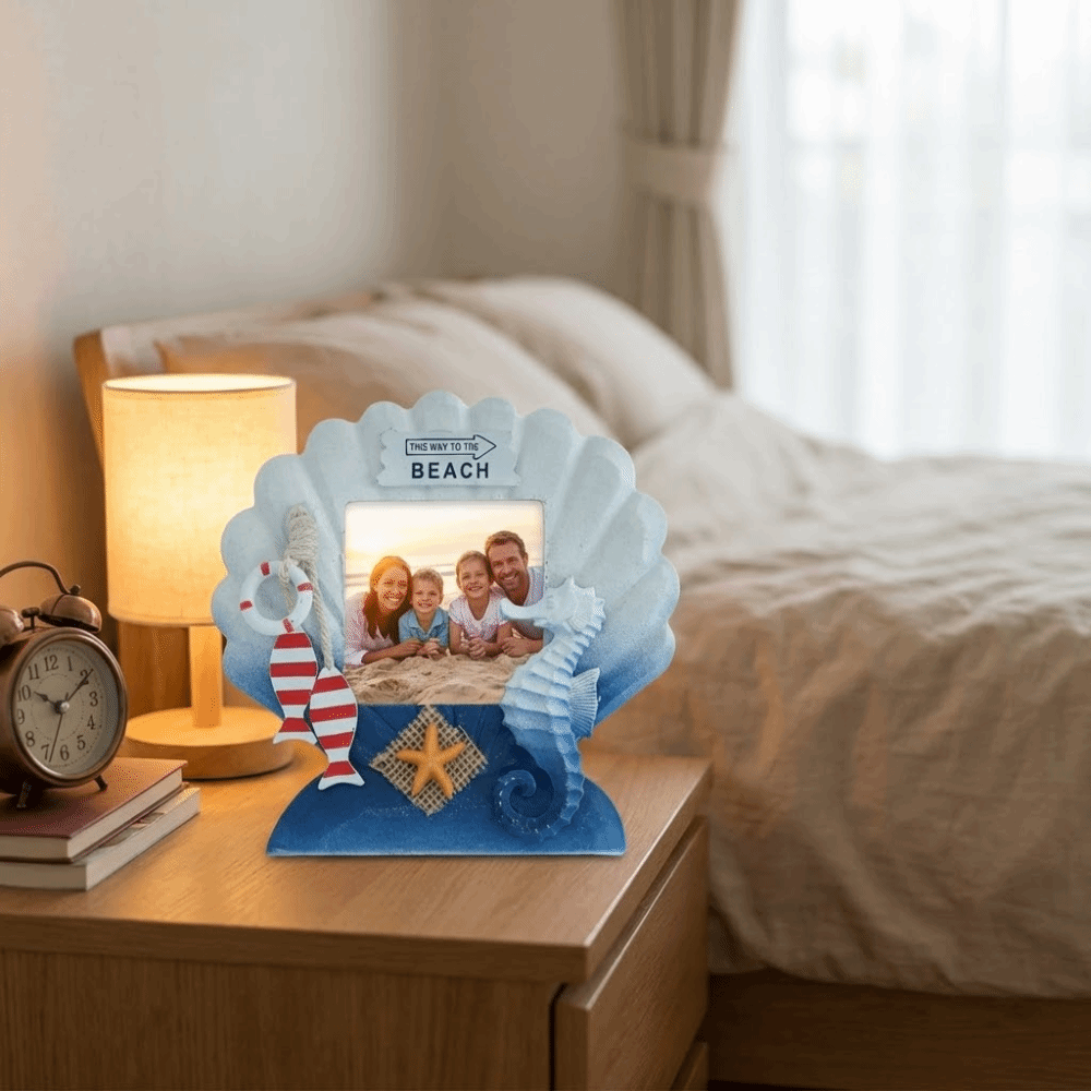 Collectible Vintage Photos - 3-inch Ocean-Themed Photo Frame Wooden Unique-shaped