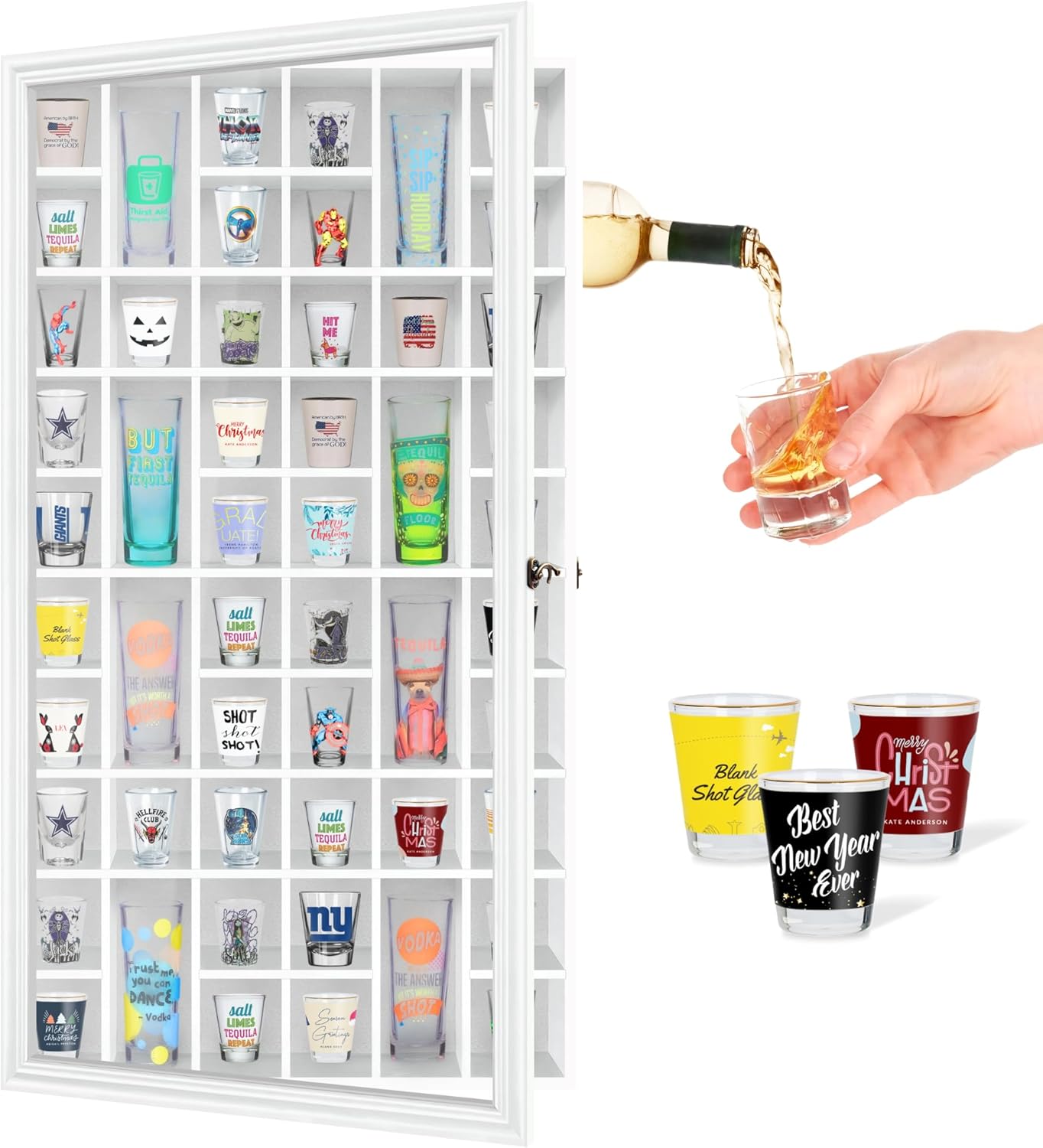Solid Wood Shot Glass Display  - Collectible Collection reseña y precio