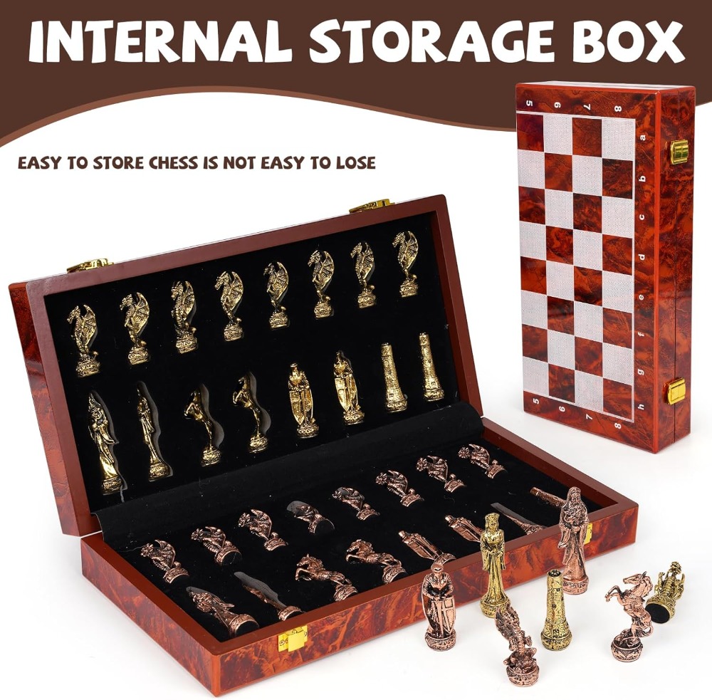 Vintage Metal Chess Set with 1 - Vintage Collectible Board Games reseña y precio