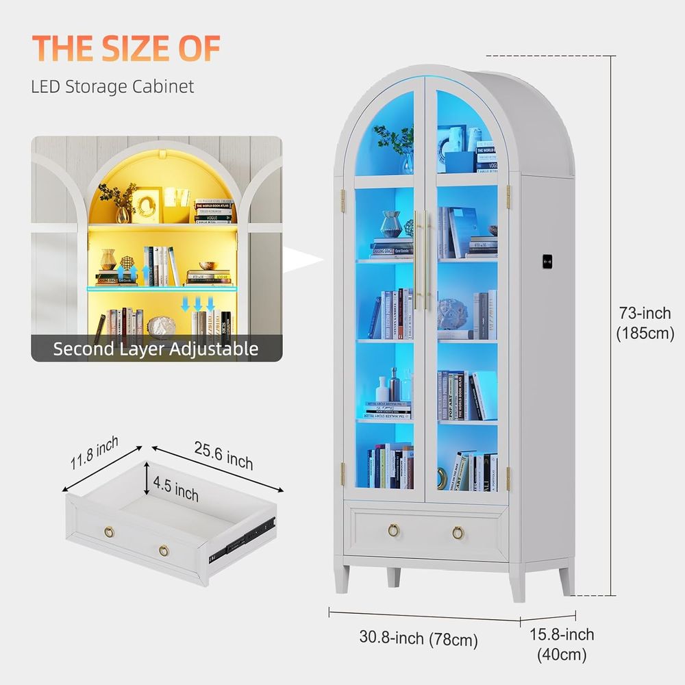 4-Tier Glass Display Cabinet,  - Collectible Collection reseña y precio