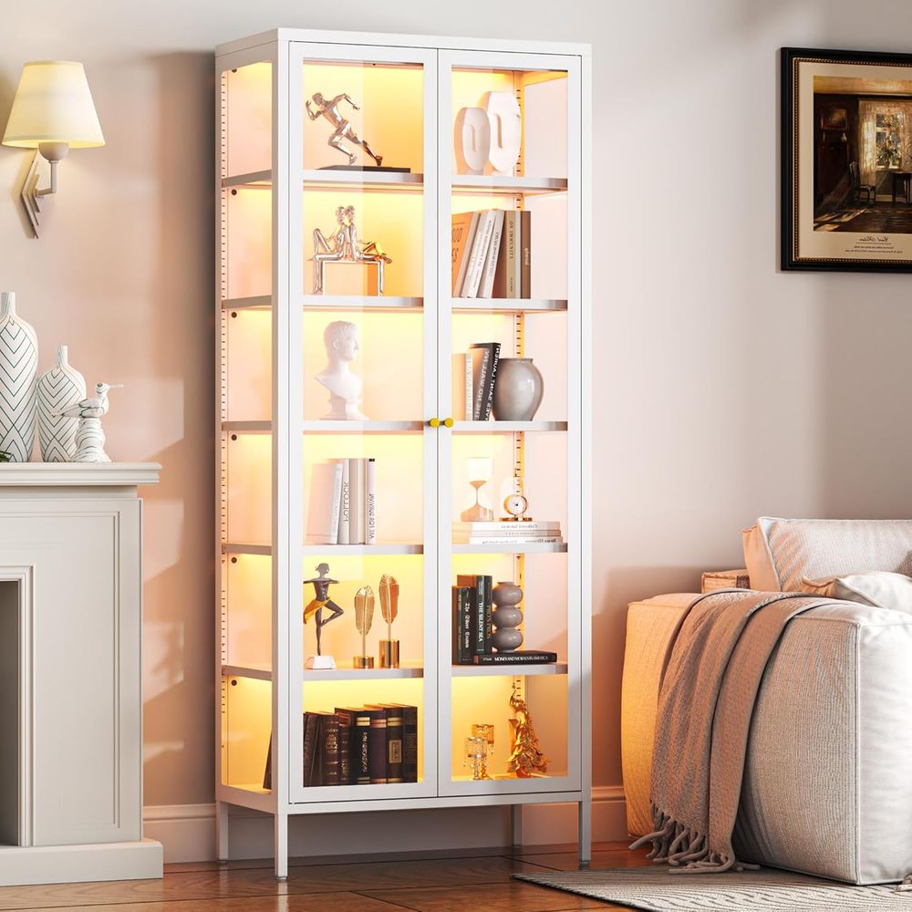 67 6-Tier Glass Curio Cabinet  - Collectible Collection reseña y precio