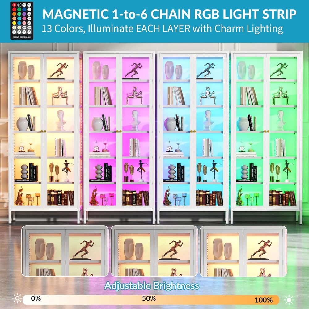 67 6-Tier Glass Curio Cabinet  - Collectible Collection reseña y precio