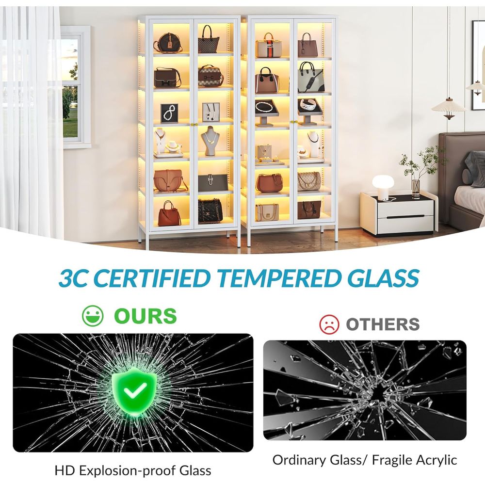 67 6-Tier Glass Curio Cabinet  - Collectible Collection reseña y precio