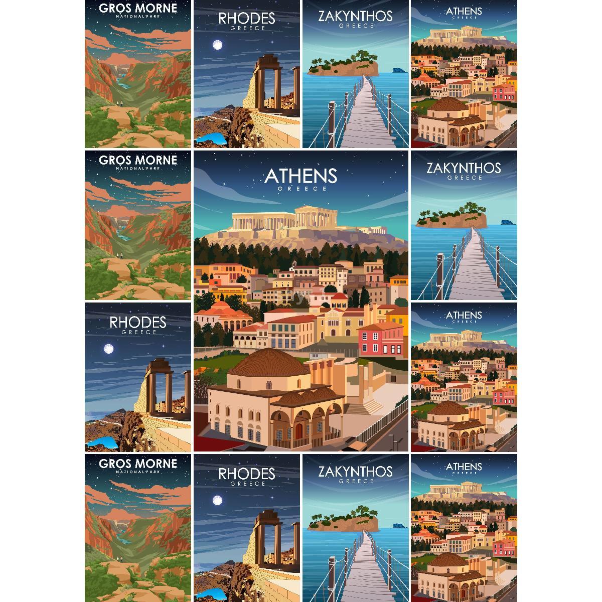 Vintage Athens Greece Travel P - Vintage Collectible Posters reseña y precio