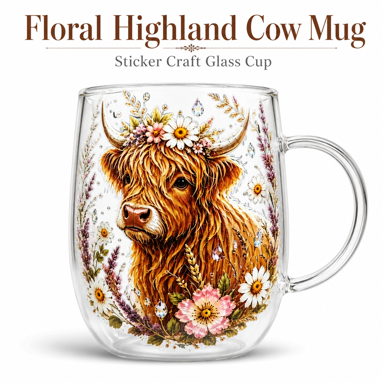 Vintage Highland Cattle Flower - Vintage Collectible Glass reseña y precio