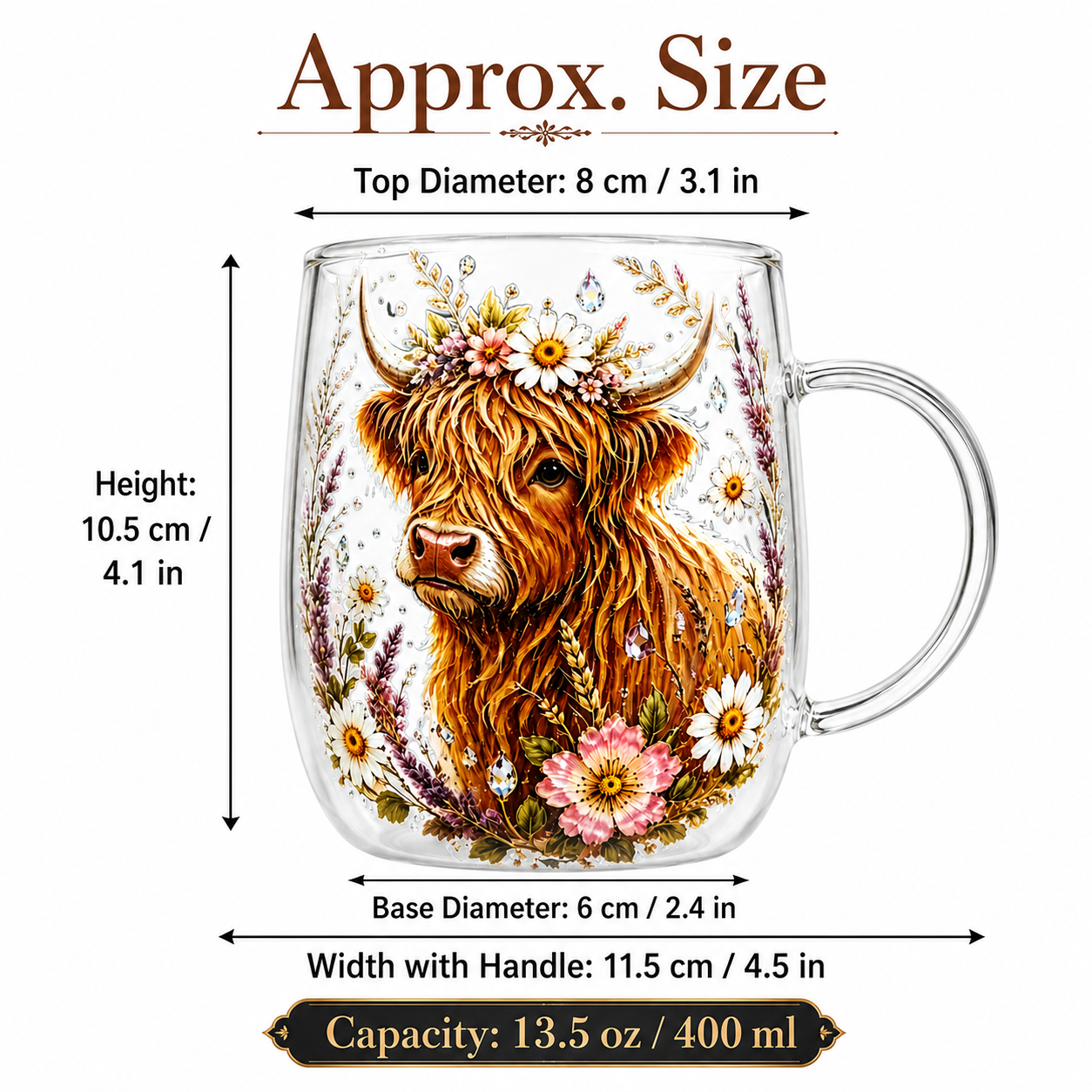 Vintage Highland Cattle Flower - Vintage Collectible Glass reseña y precio