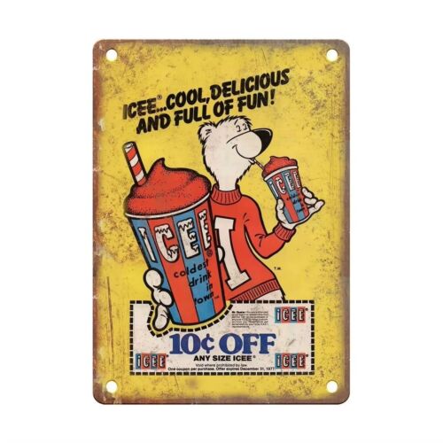 Y1,Vintage ICEE Tin Sign Man C - Vintage Collectible Bears reseña y precio