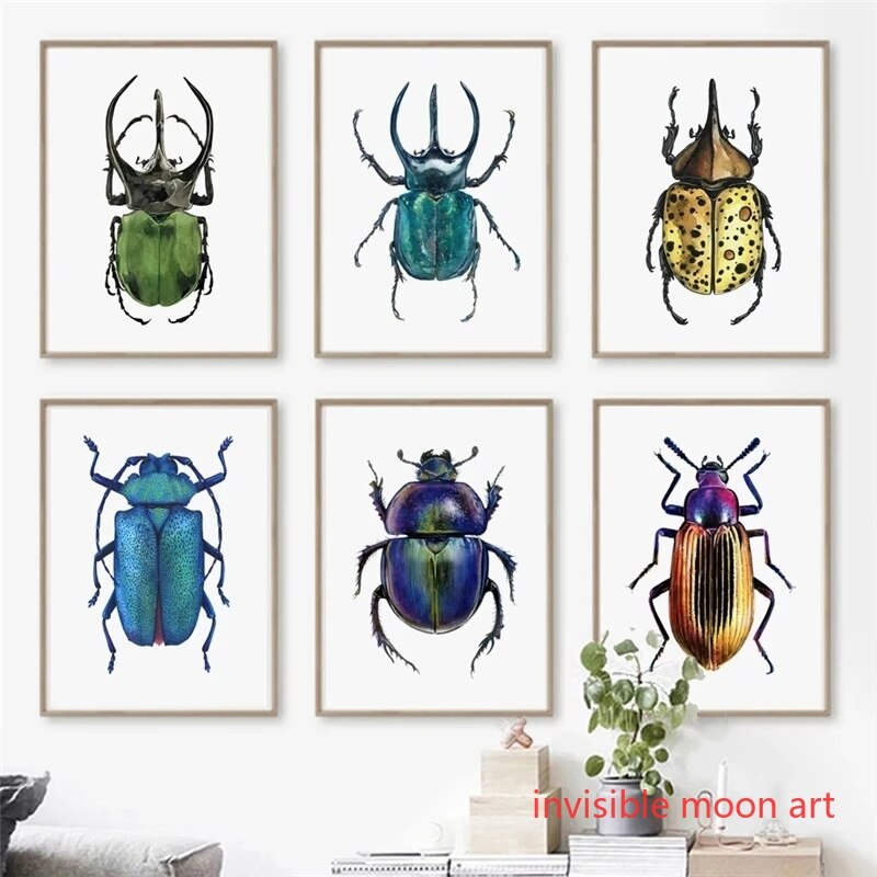 Vintage Insect Art Colorful Be - Vintage Collectible Posters reseña y precio