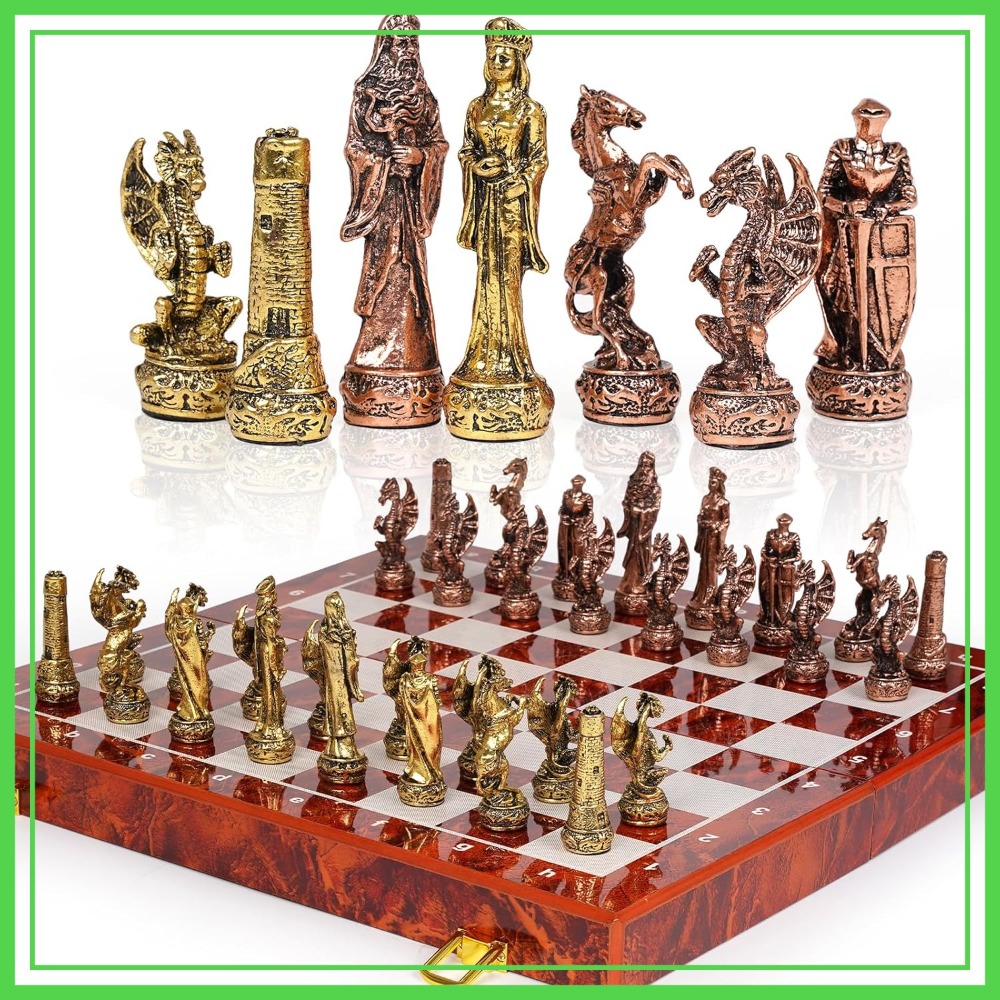 Vintage Metal Chess Set with 1 - Vintage Collectible Board Games reseña y precio
