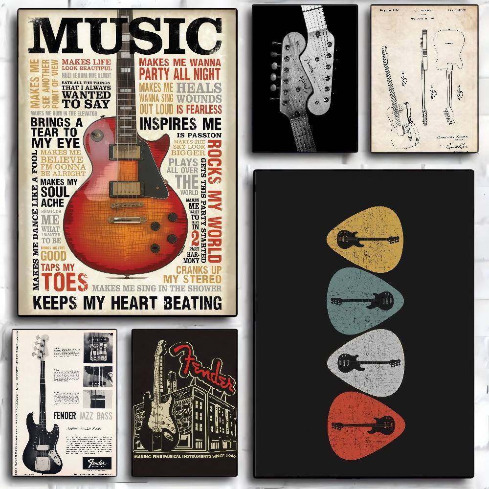 Guitar Collection Self-adhesiv - Vintage Collectible Posters reseña y precio