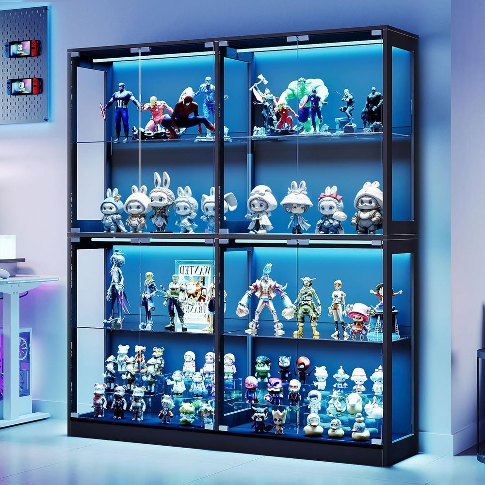 4-Tier LED-Lit Glass Shelf Cab - Collectible Collection reseña y precio
