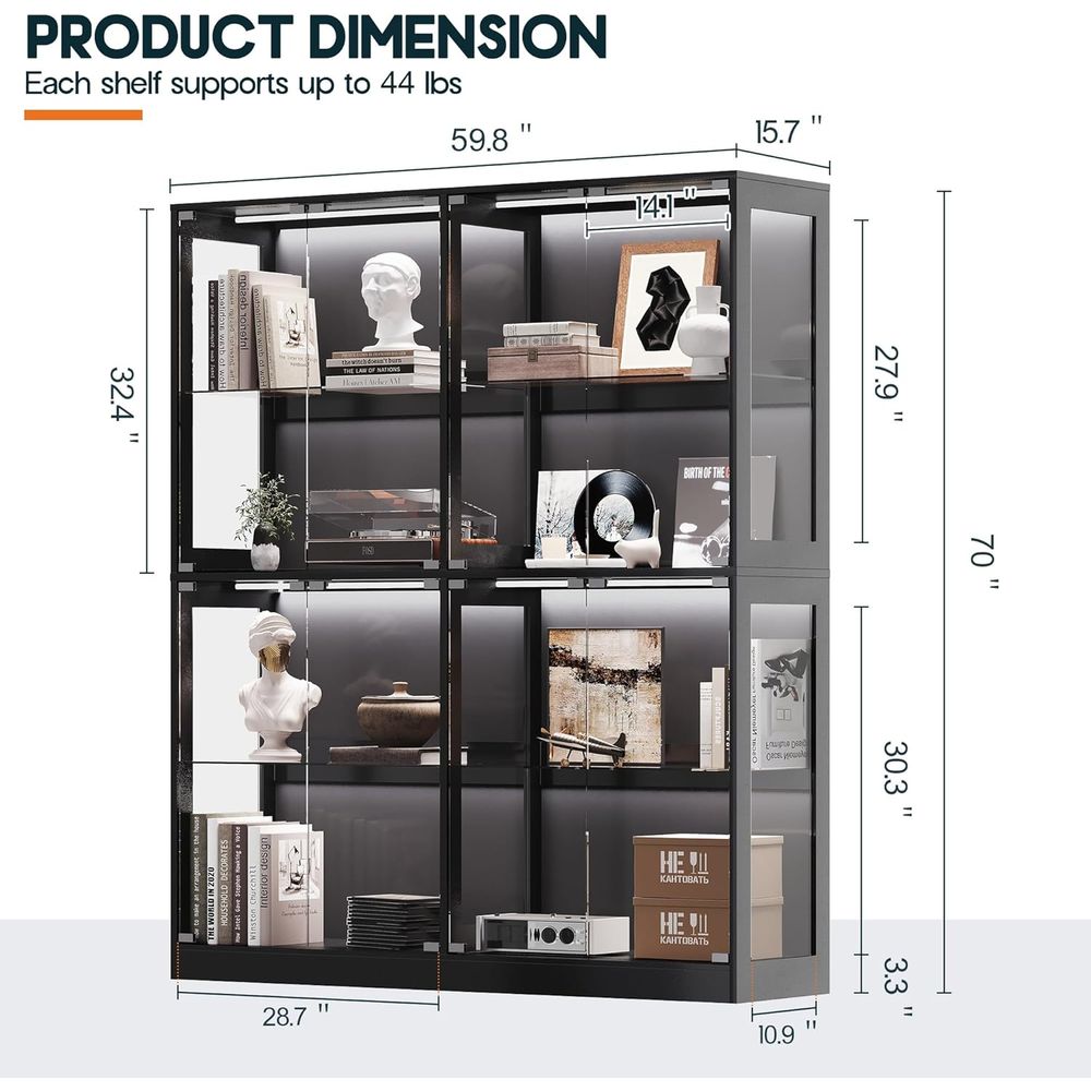 4-Tier LED-Lit Glass Shelf Cab - Collectible Collection reseña y precio