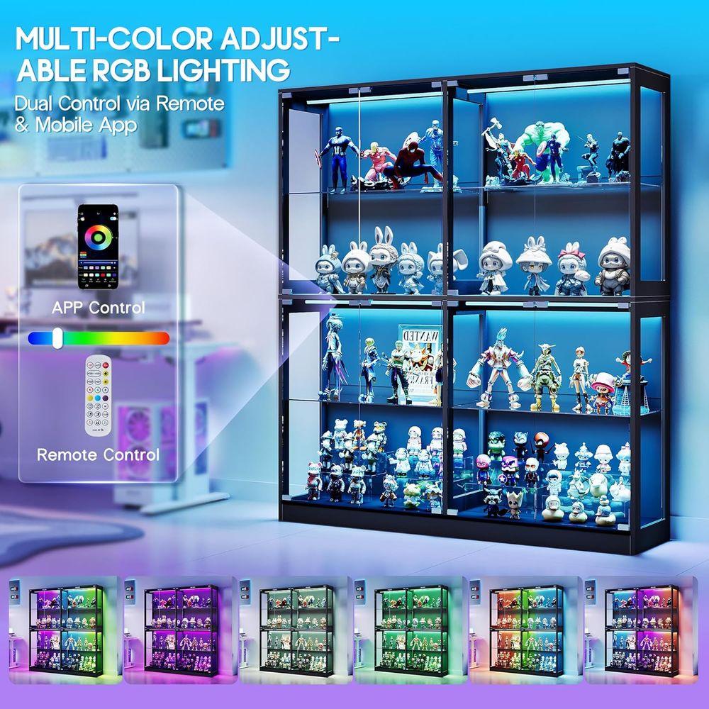 4-Tier LED-Lit Glass Shelf Cab - Collectible Collection reseña y precio