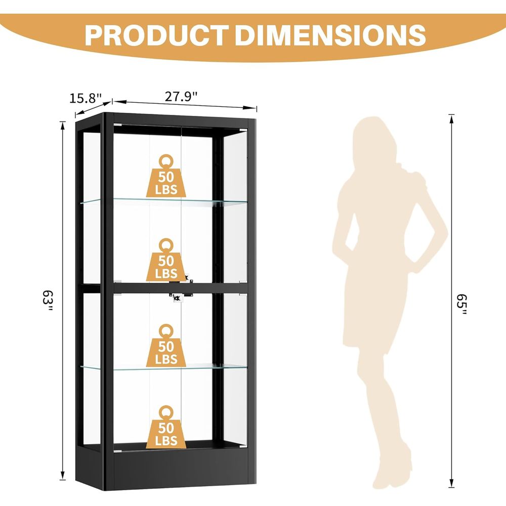 4-Sided Lockable Glass Display - Collectible Collection reseña y precio