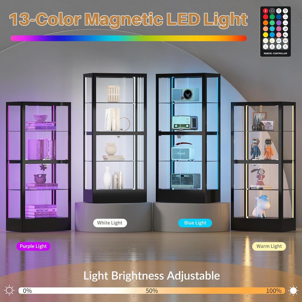 4-Sided Lockable Glass Display - Collectible Collection reseña y precio