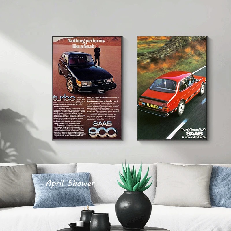 Classic Vintage Saab 900 Turbo - Vintage Collectible Posters reseña y precio