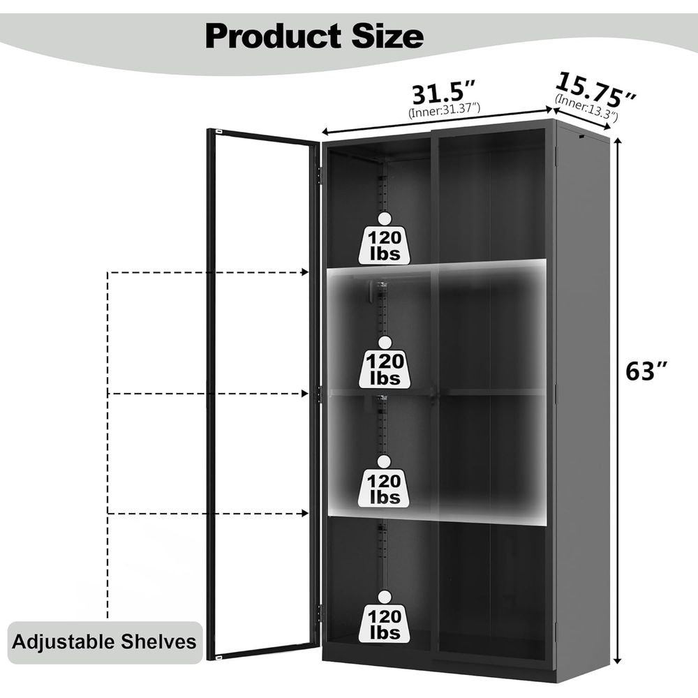63 Tall Glass Display Cabinet  - Collectible Collection reseña y precio