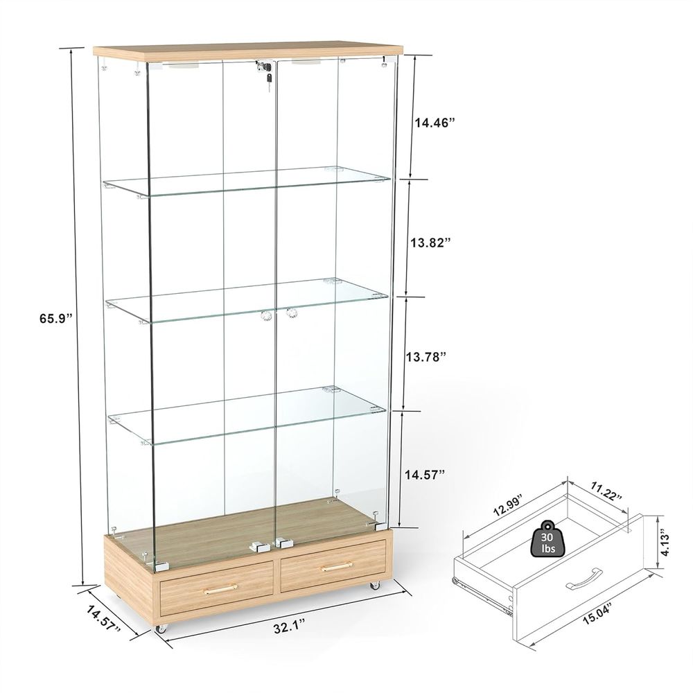 4-Tier Glass Cabinet with LED  - Collectible Collection reseña y precio