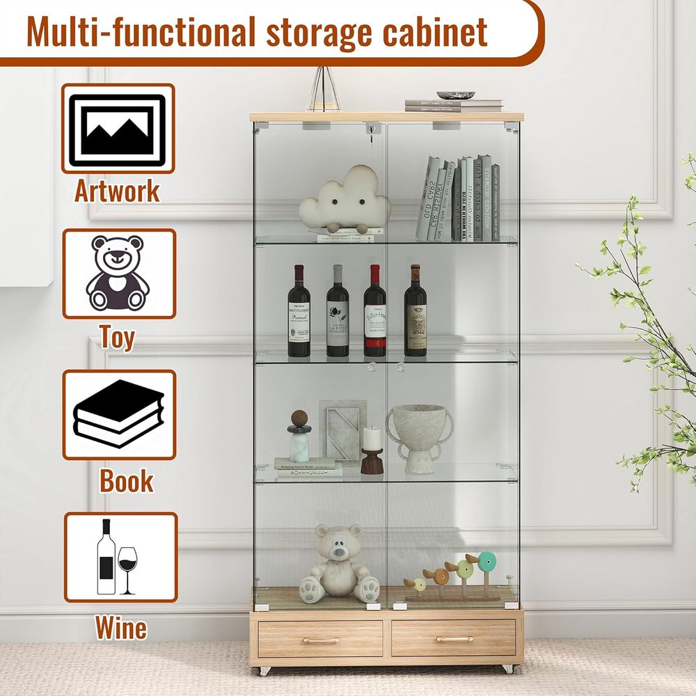 4-Tier Glass Cabinet with LED  - Collectible Collection reseña y precio
