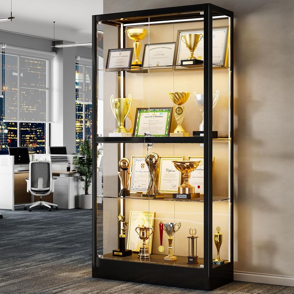 65 H 4-Tier Glass Display Cabi - Collectible Collection reseña y precio