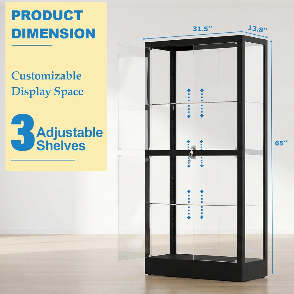 65 H 4-Tier Glass Display Cabi - Collectible Collection reseña y precio
