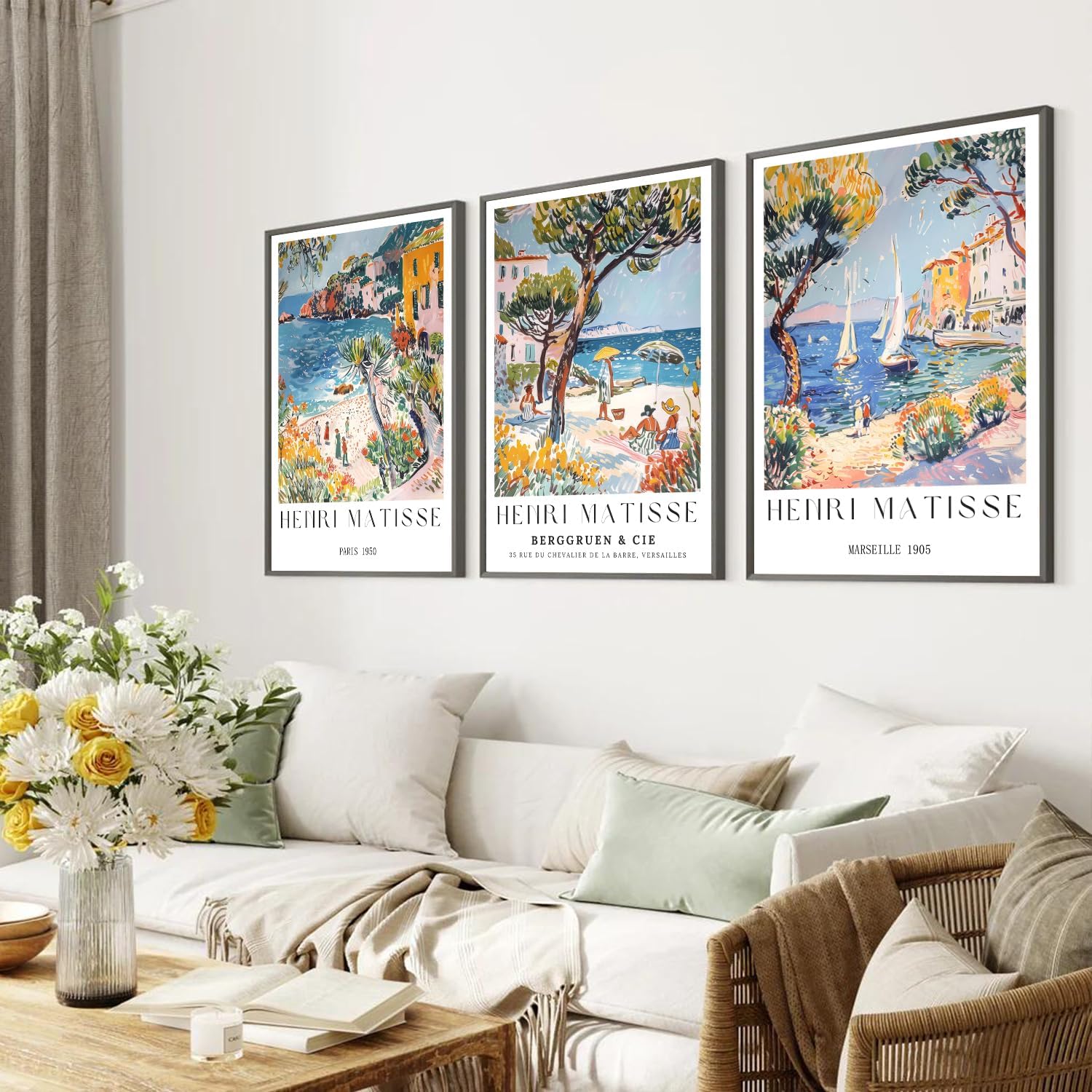 3 Pieces/Set of Vintage Beach  - Vintage Collectible Posters reseña y precio
