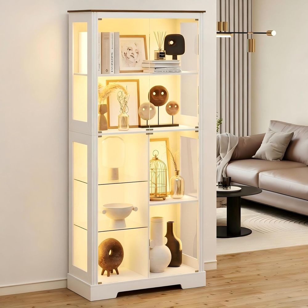 7-Tier Glass Display Cabinet w - Collectible Collection reseña y precio