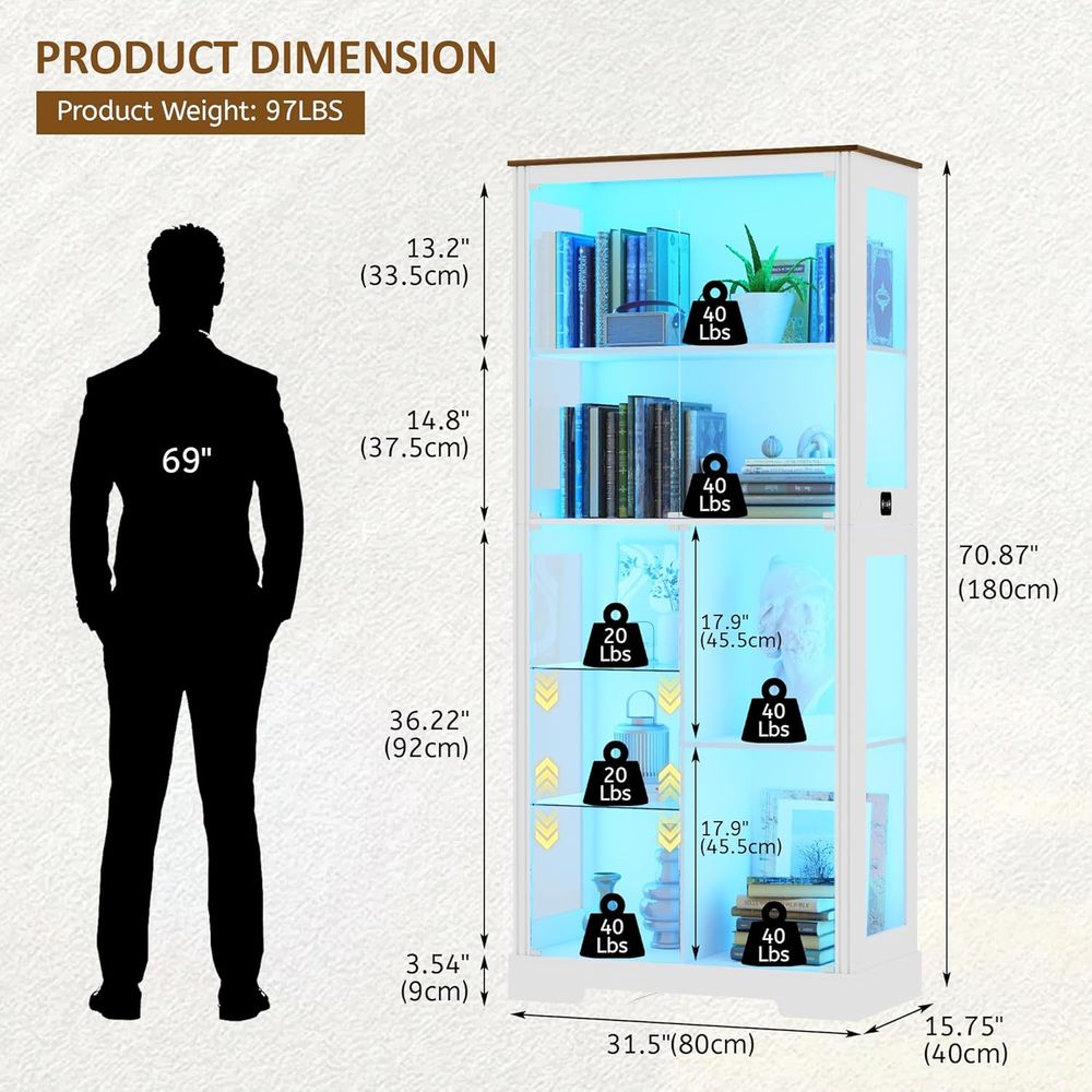 7-Tier Glass Display Cabinet w - Collectible Collection reseña y precio