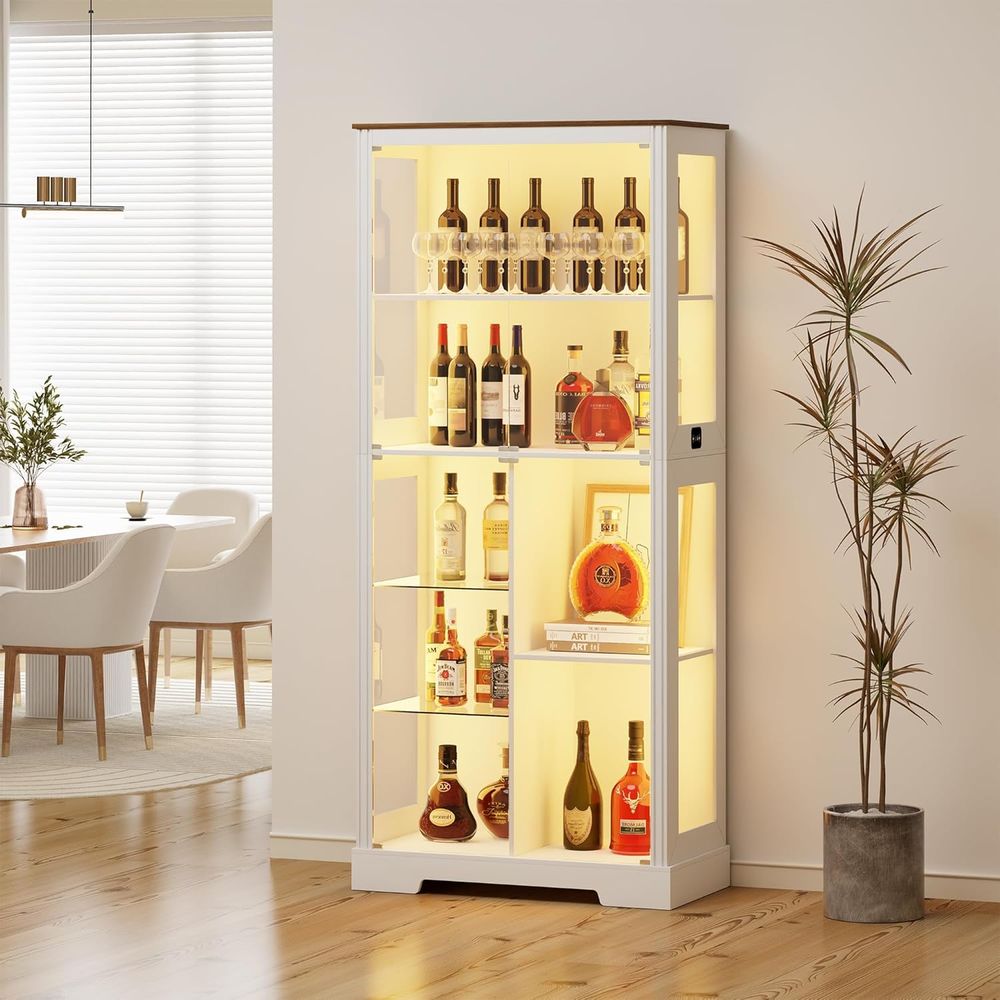 7-Tier Glass Display Cabinet w - Collectible Collection reseña y precio