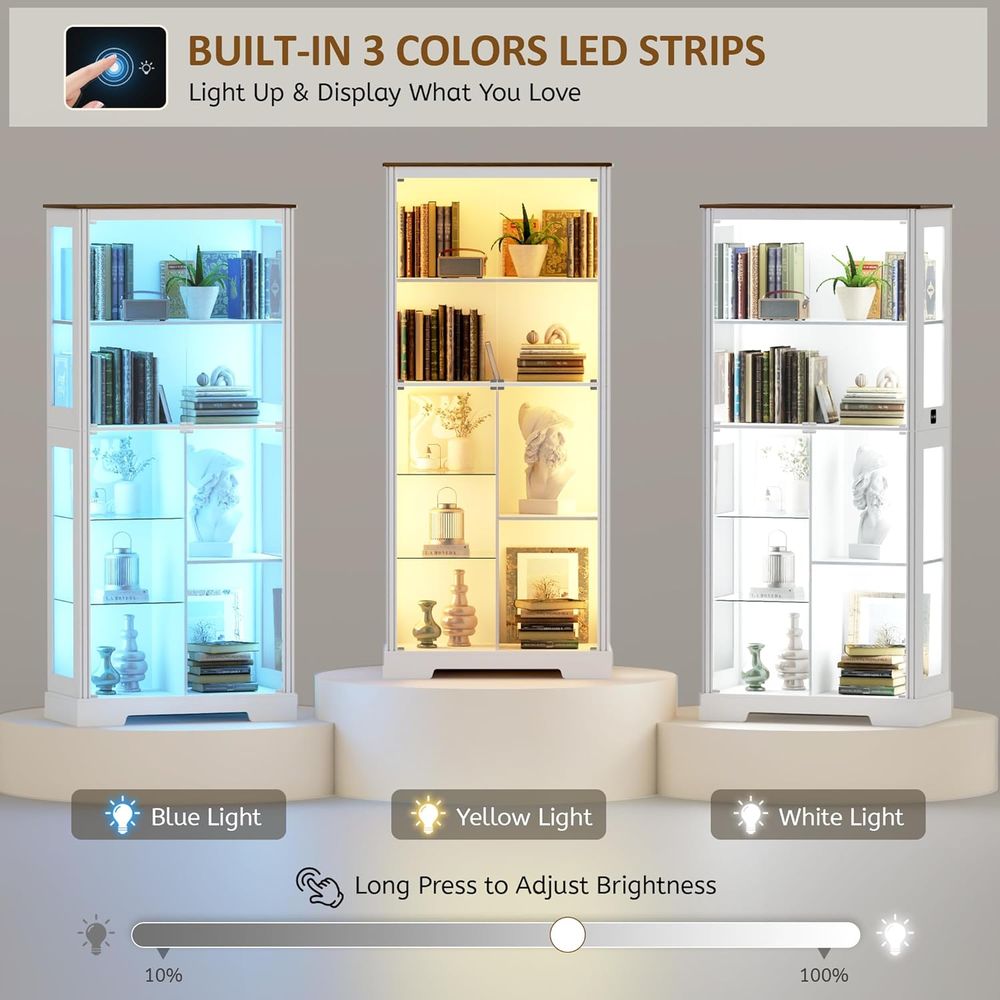 7-Tier Glass Display Cabinet w - Collectible Collection reseña y precio