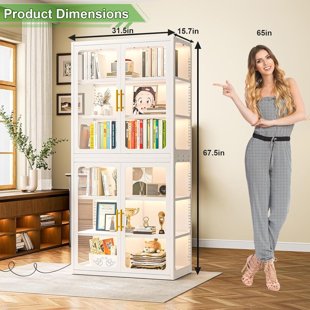 68 White Glass Display Cabinet - Collectible Collection reseña y precio