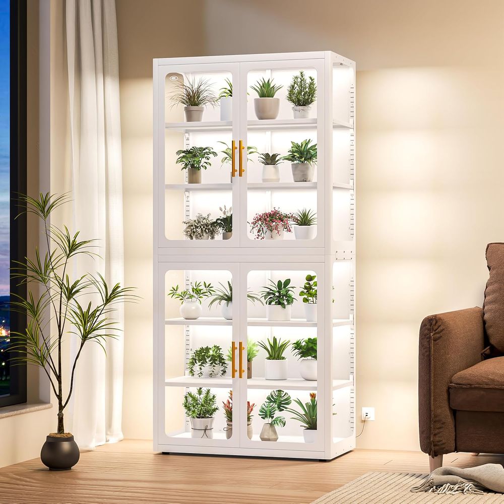 68 White Glass Display Cabinet - Collectible Collection reseña y precio