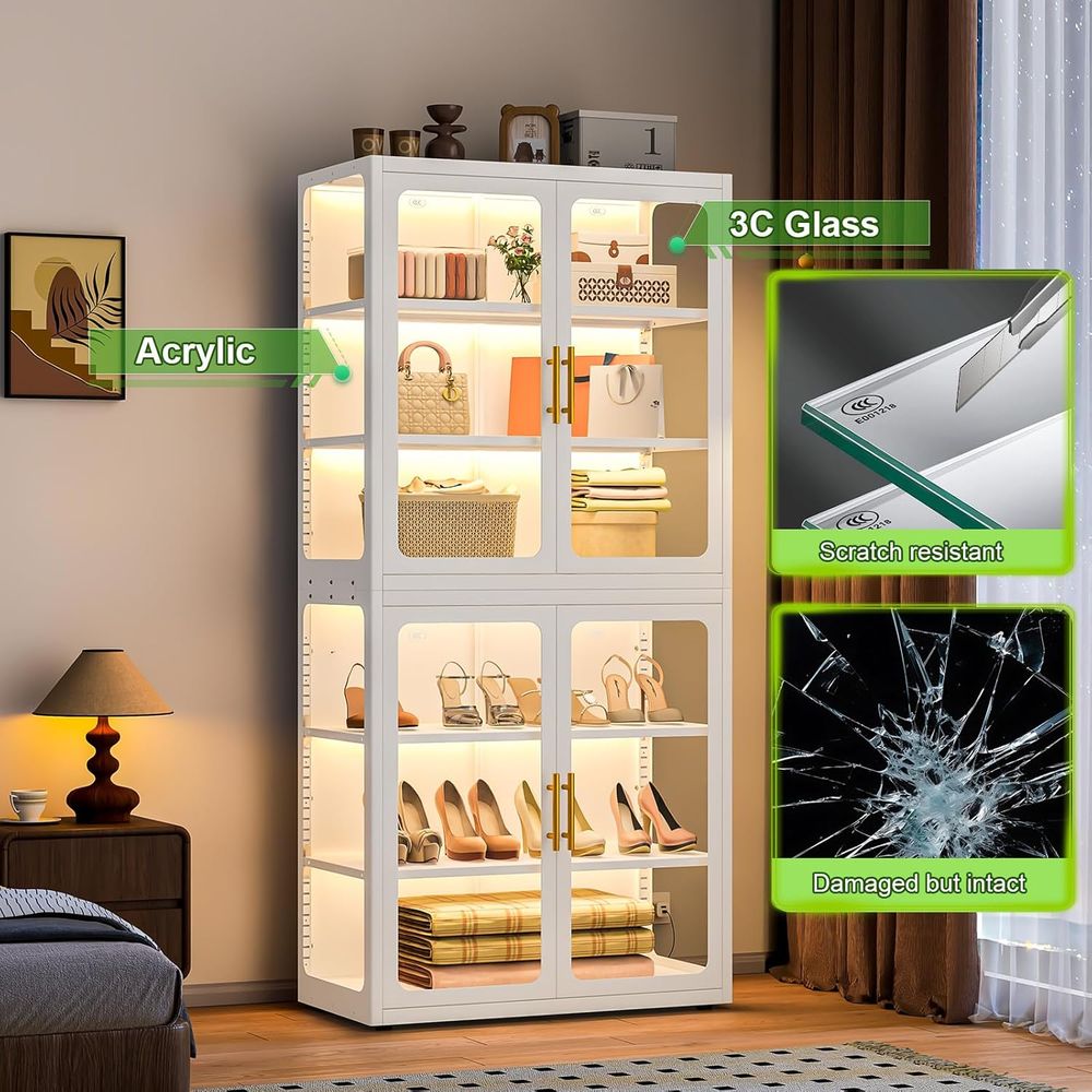 68 White Glass Display Cabinet - Collectible Collection reseña y precio