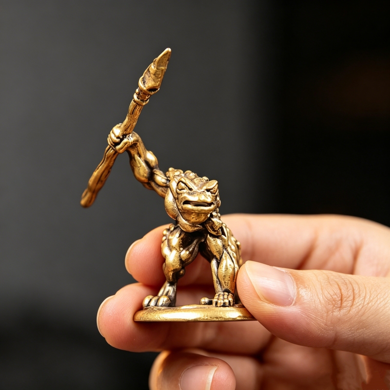 Vintage Brass Frog Warrior Fig - Vintage Collectible Furniture reseña y precio