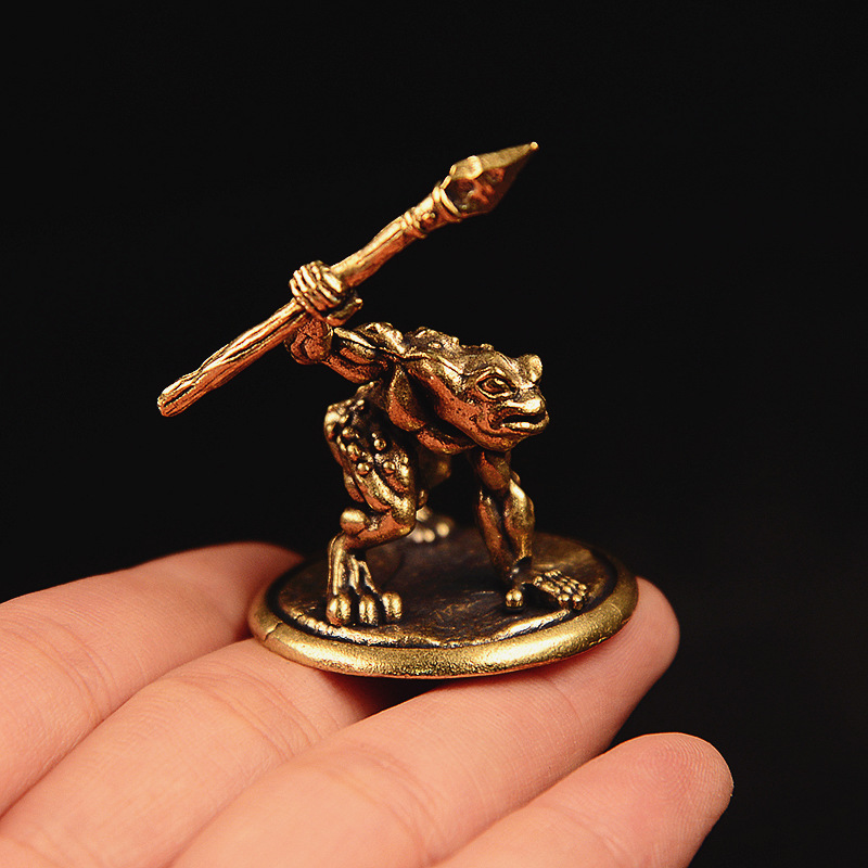 Vintage Brass Frog Warrior Fig - Vintage Collectible Furniture reseña y precio