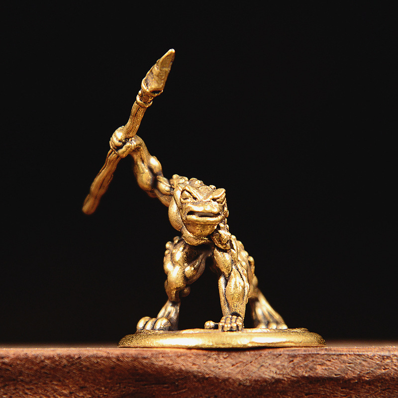 Vintage Brass Frog Warrior Fig - Vintage Collectible Furniture reseña y precio